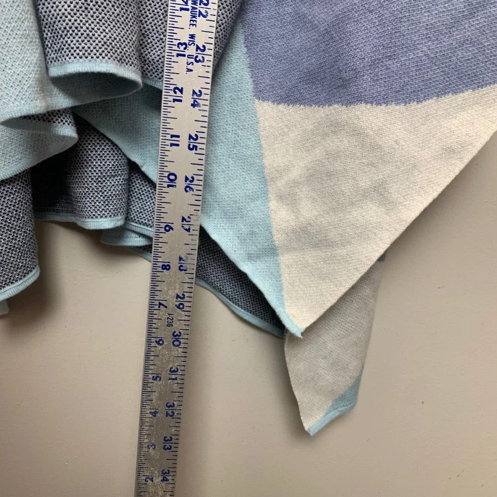 Chico's Ruana Womens L/XL Blue New Drama Abstract Colorblock Wrap 570318334